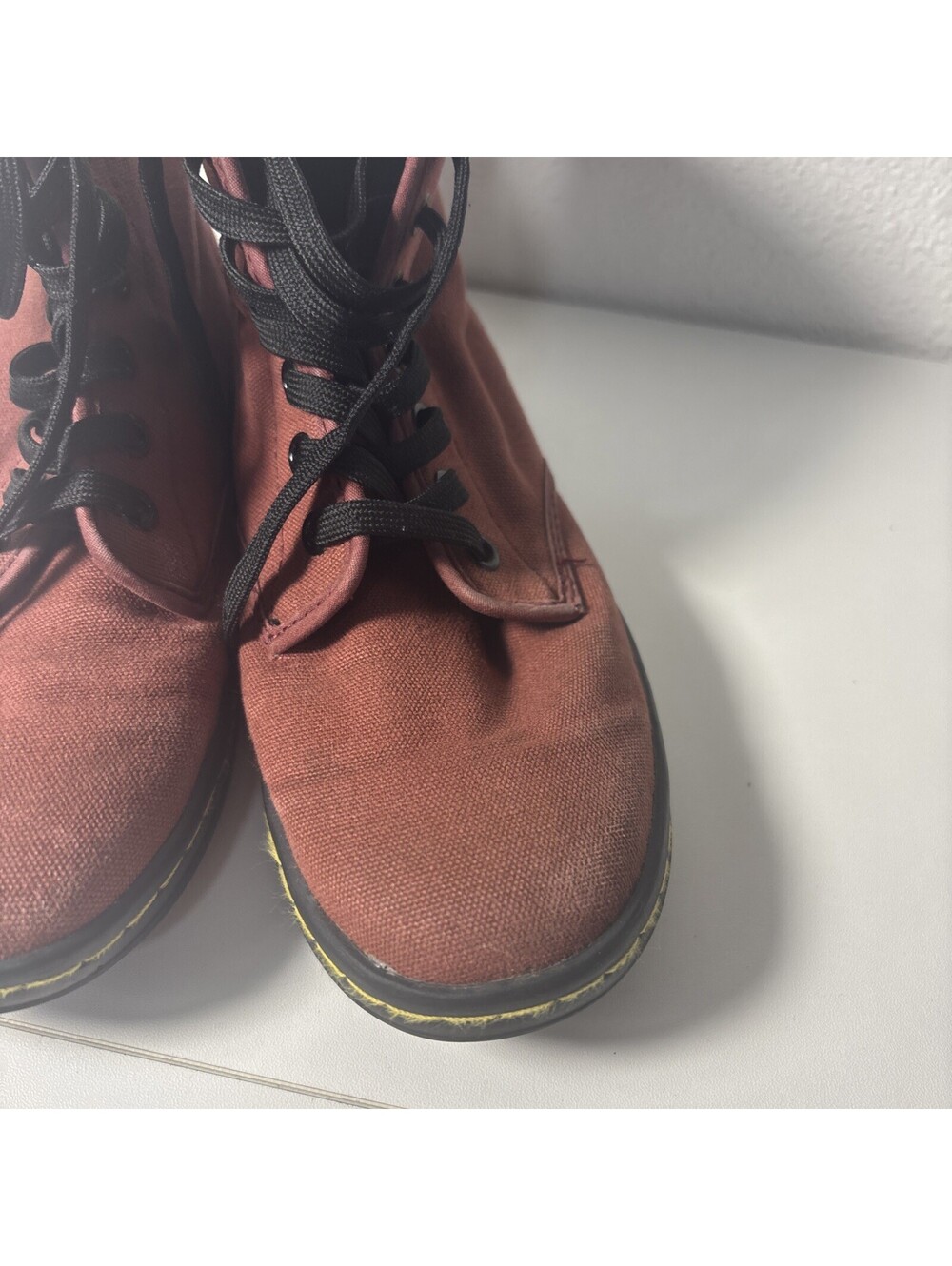 Dr. Martens Air Wair Shoreditch Boots Womens Size 7 Canvas Burgundy Maroon - Picture 3 of 8